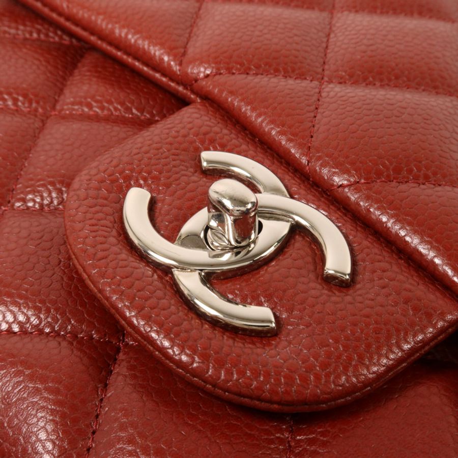 CHANEL 牛皮皮革Maxi Classic鏈帶肩背袋-9