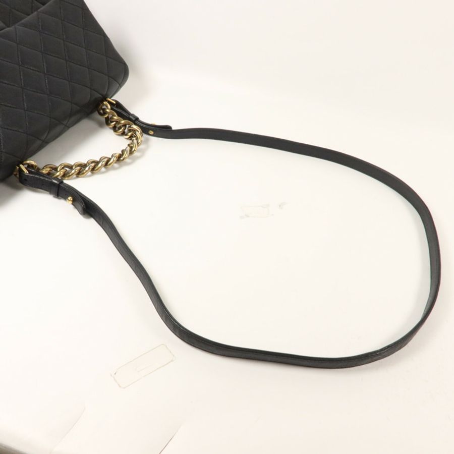 CHANEL 牛皮皮革Trapezio Flap Bag鏈帶手挽肩背兩用袋-8