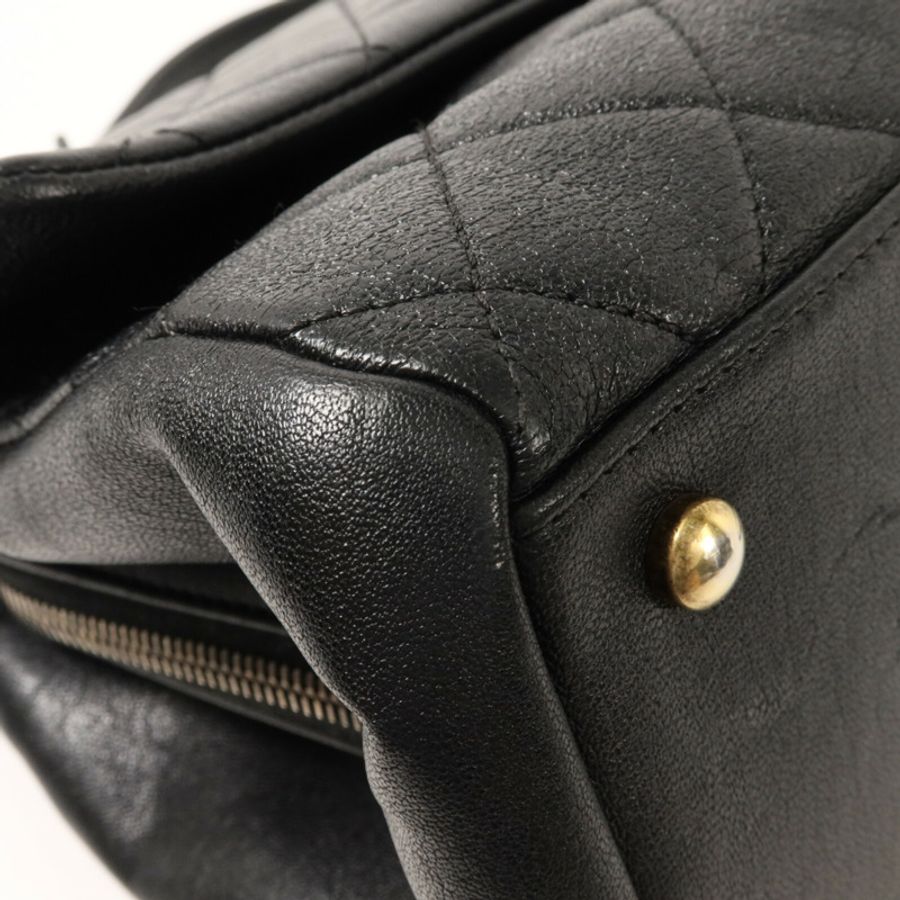 CHANEL 牛皮皮革Trapezio Flap Bag鏈帶手挽肩背兩用袋-11