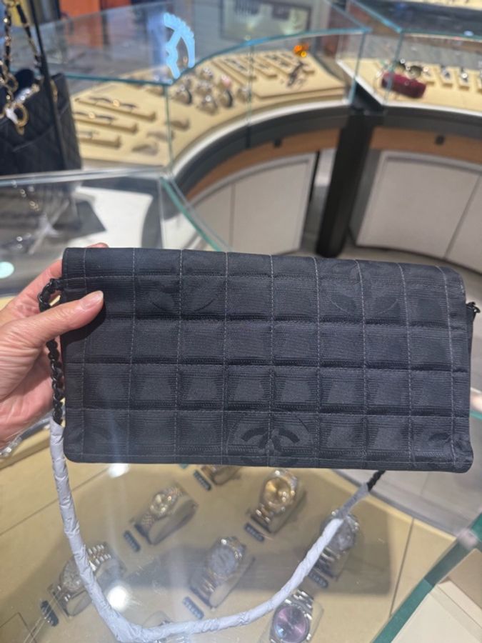 Chanel香奈兒冰格鏈條包 中古包 黑色布面CF款-10