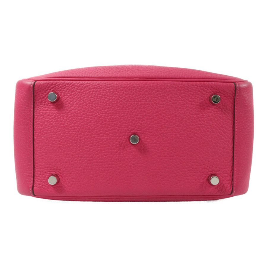 HERMES Clemence皮革Lindy 26手挽肩背兩用袋Rose Extreme-3