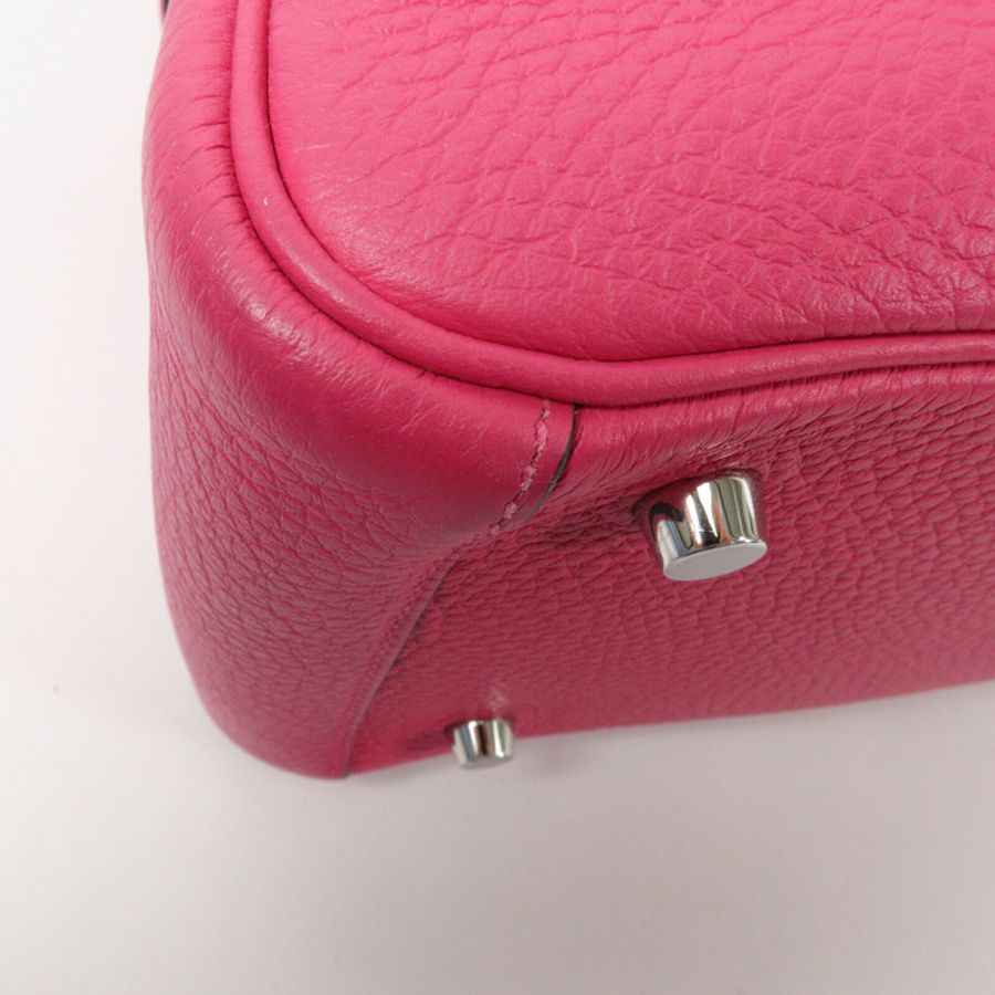 HERMES Clemence皮革Lindy 26手挽肩背兩用袋Rose Extreme-12