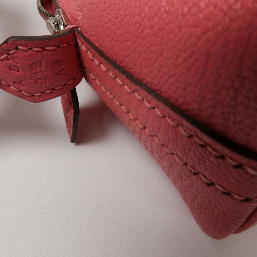 HERMES Chevre皮革Mini Bolide手挽肩背兩用袋Rose Azalee-6