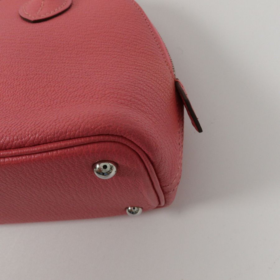 HERMES Chevre皮革Mini Bolide手挽肩背兩用袋Rose Azalee-12