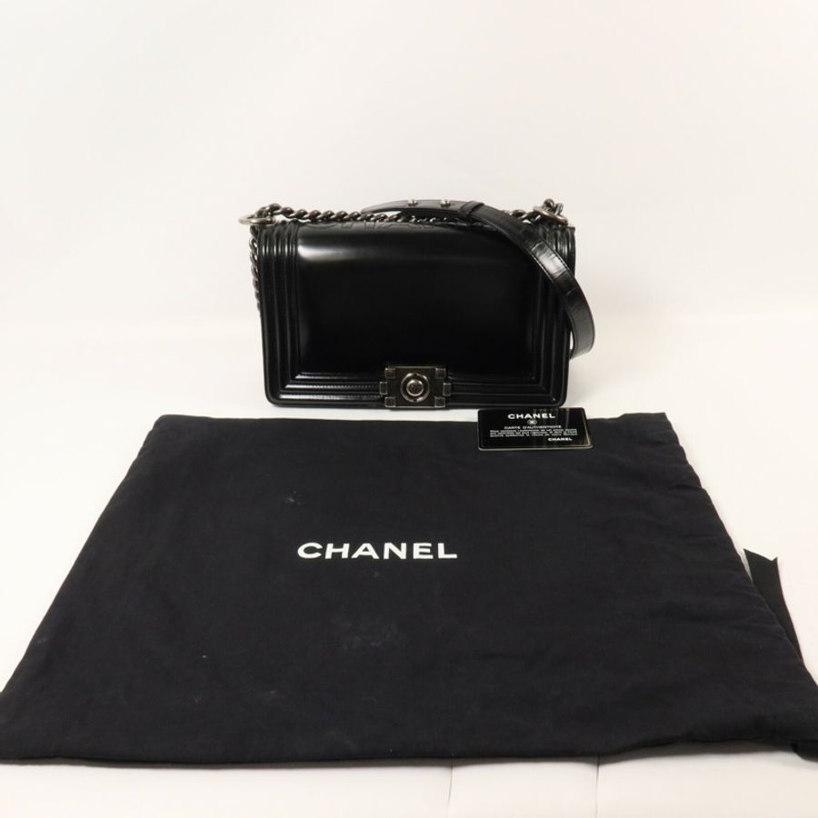 CHANEL 牛皮皮革Boy 25鏈帶肩背袋-9
