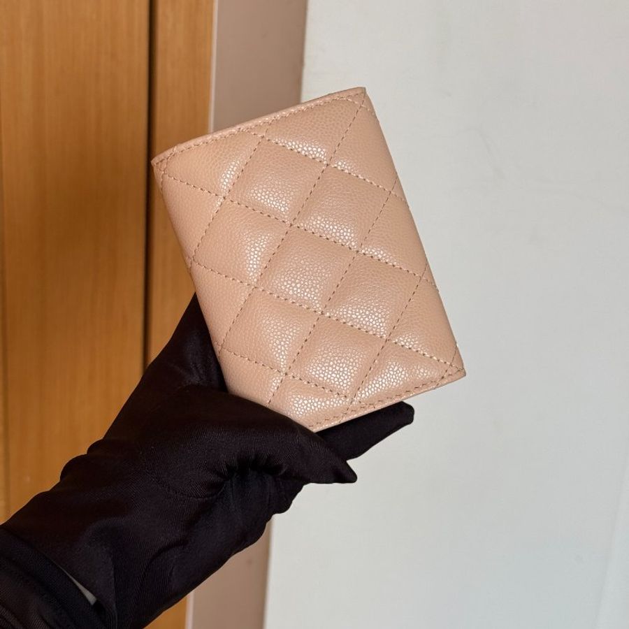 Chanel 全新 經典 MINI 三折短夾 經典奶茶色 AP3177-11