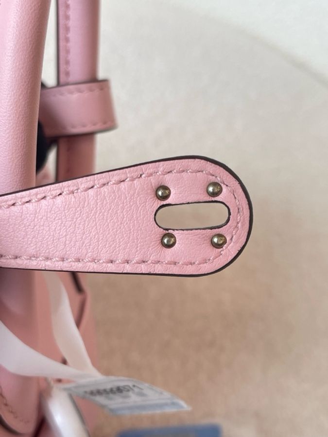 Hermes 愛馬仕 mini Lindy3Q櫻花粉銀扣swif皮 Z刻-13