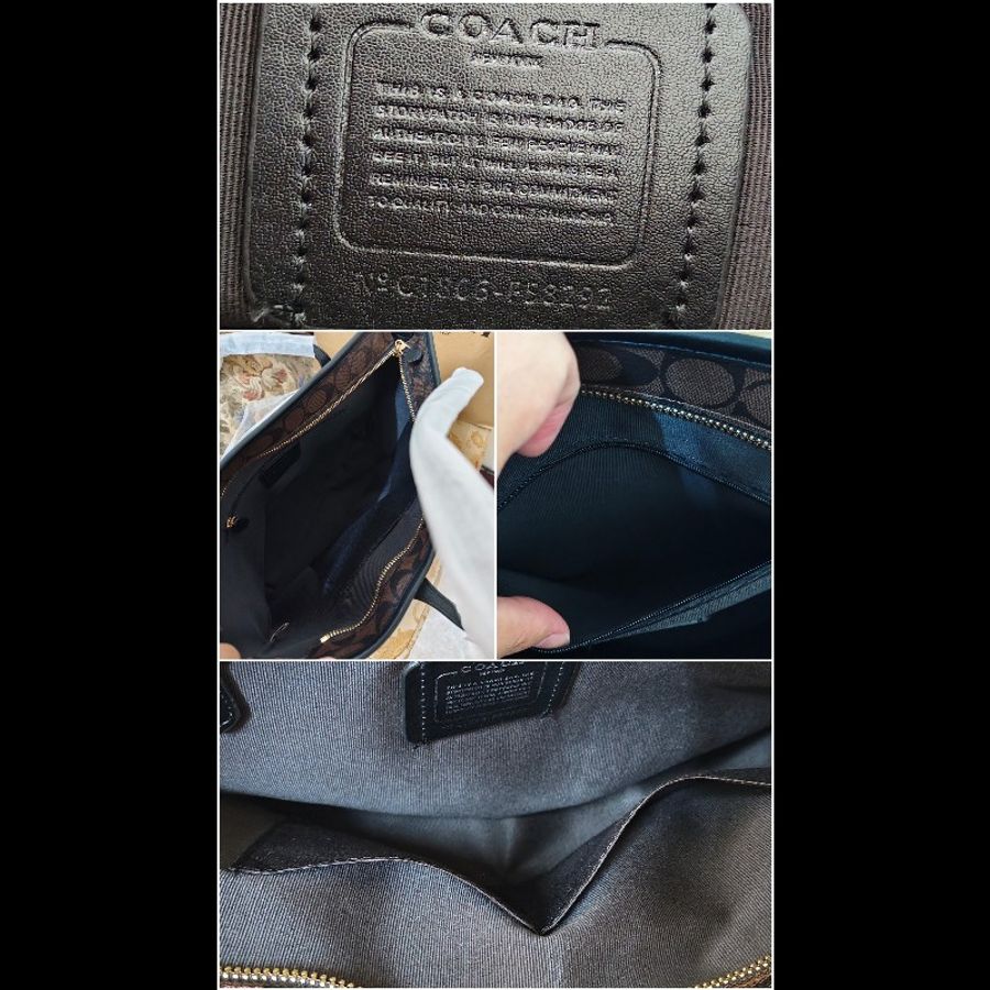 Coach 正版 全新現貨 經典款 帆布及真皮包身 容量大 肩背包 托特包 請看商品敘述-6