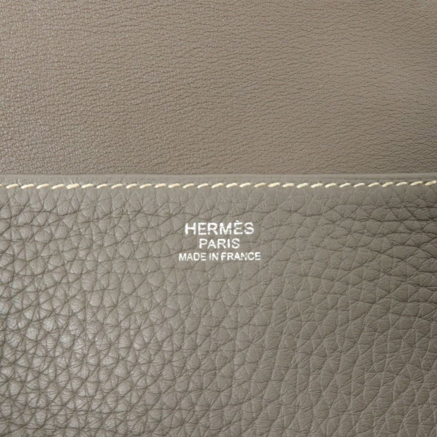 HERMES Clemence皮革Halzan 31手挽肩背兩用袋Etain-5