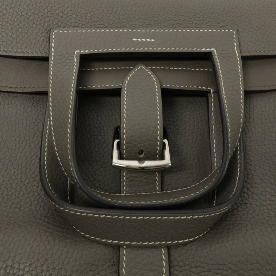 HERMES Clemence皮革Halzan 31手挽肩背兩用袋Etain-6
