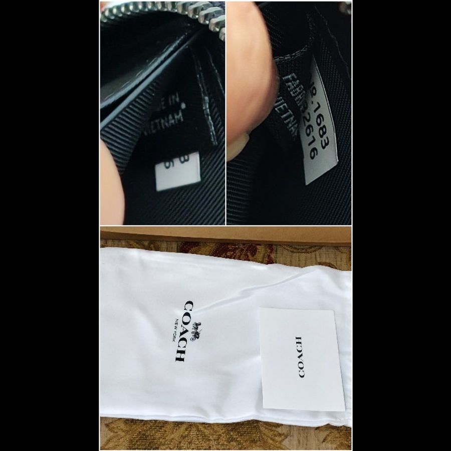 Coach 全新正版現貨 隔層卡層多 真皮及防刮帆布包身 長夾 手拿包 請看商品敘述-4
