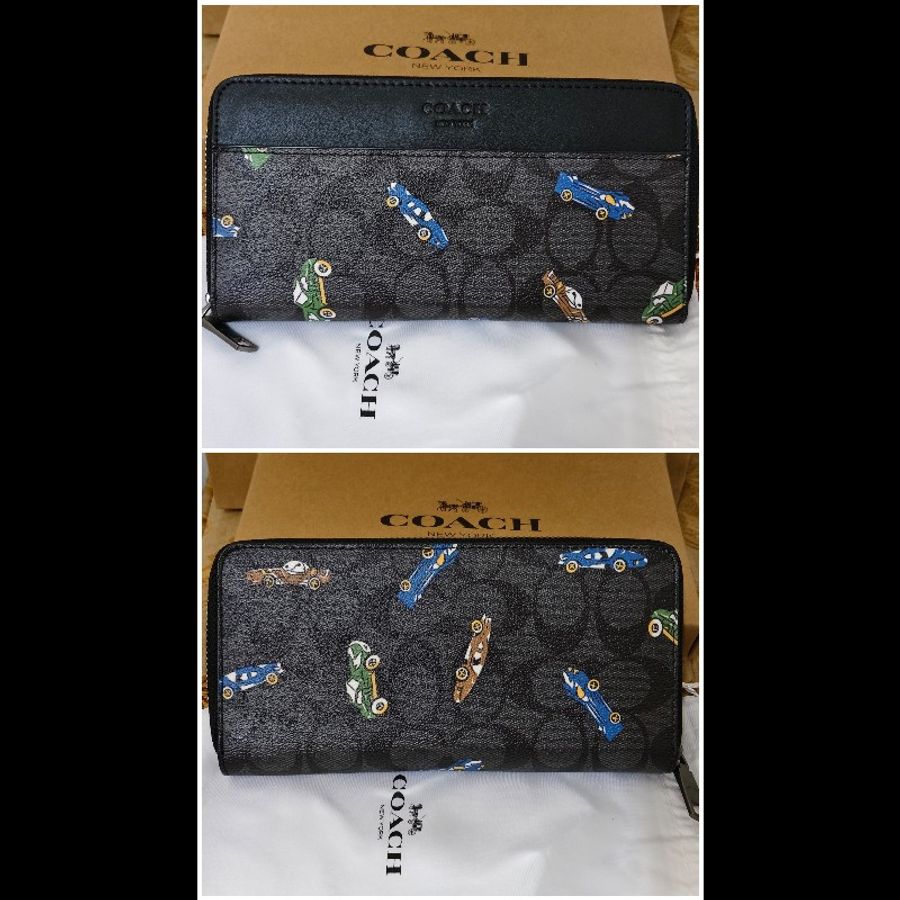 Coach 全新正版現貨 隔層卡層多 真皮及防刮帆布包身 長夾 手拿包 請看商品敘述-6