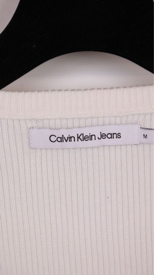 Calvin Klein CK白色针织圆形短袖上衣外套-52
