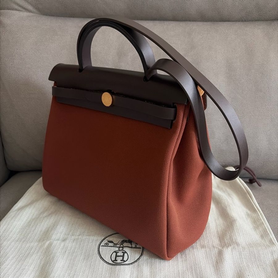 95%新 愛馬仕Hermes Herbag 31 bag棕色-5