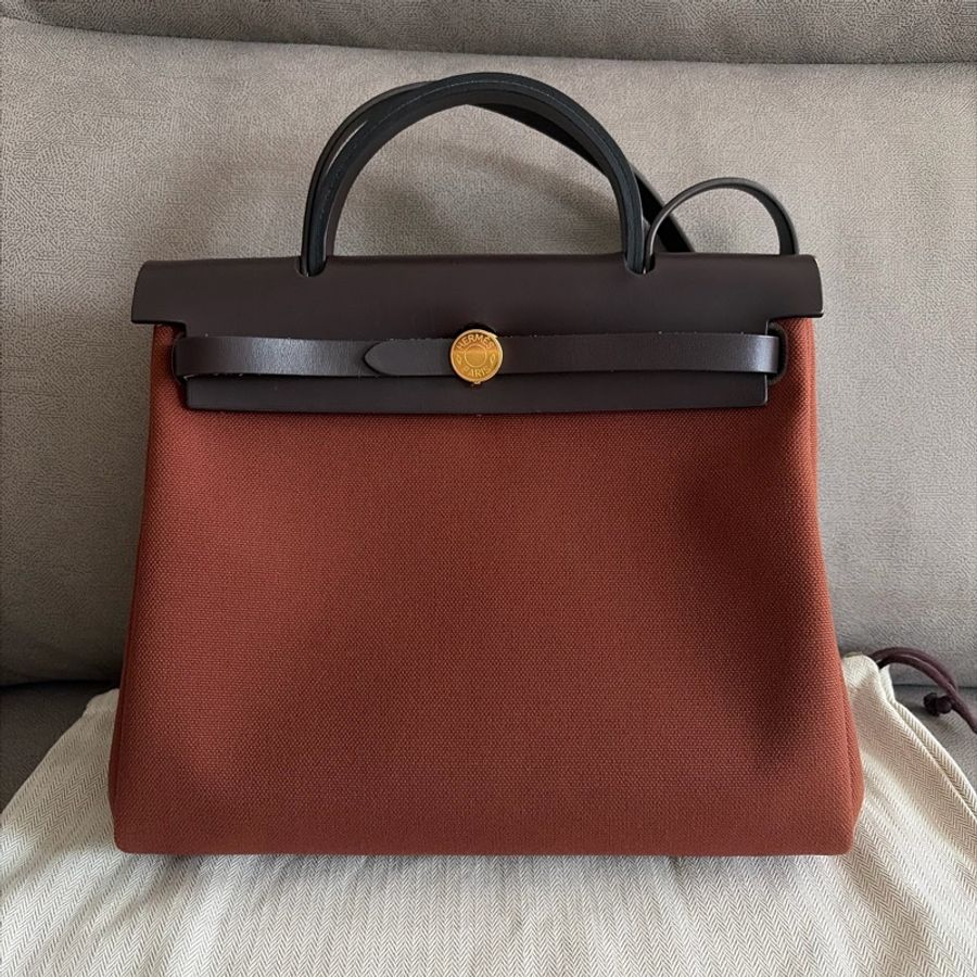 95%新 愛馬仕Hermes Herbag 31 bag棕色-6