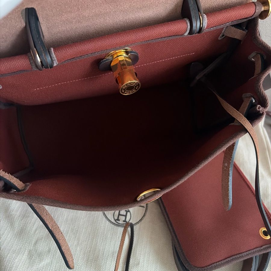 95%新 愛馬仕Hermes Herbag 31 bag棕色-10
