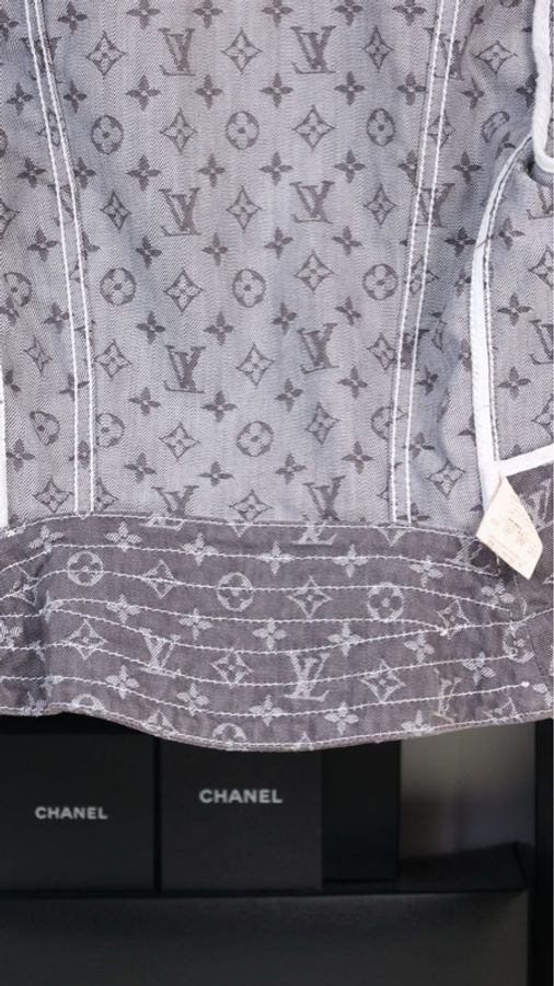 LV 07年春夏系列灰棕色老花满印丹宁牛仔机车外套-21