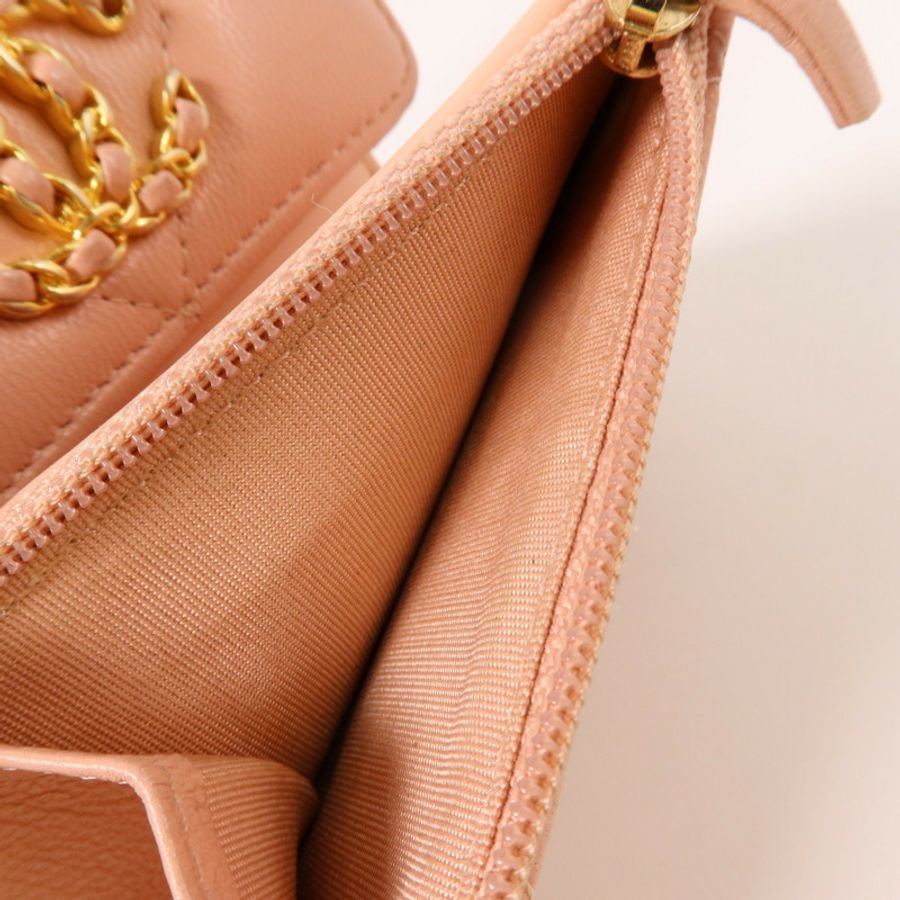 CHANEL 羊皮皮革Chanel 19 Small Flap Wallet金扣錢包-5