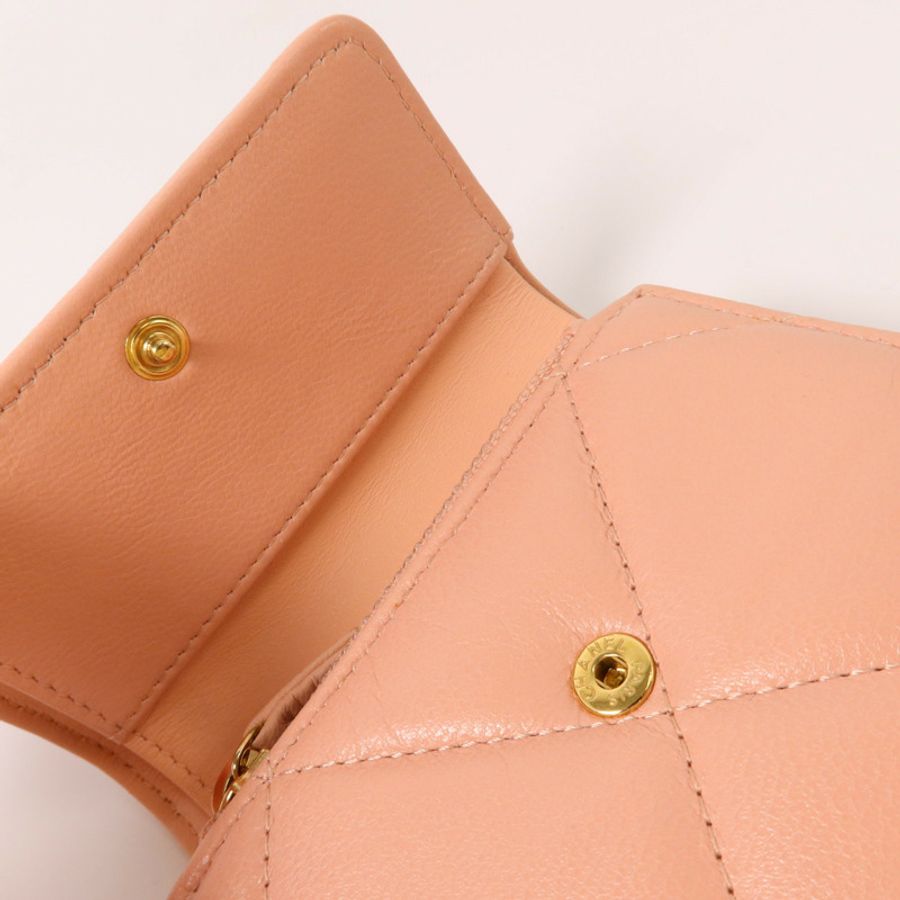 CHANEL 羊皮皮革Chanel 19 Small Flap Wallet金扣錢包-9