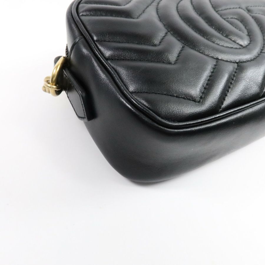 GUCCI 牛皮皮革GG Marmont Mini鏈帶肩背袋-12