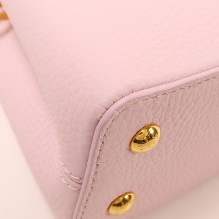 LOUIS VUITTON 牛皮皮革Capucines Mini鏈帶手挽肩背兩用袋-12