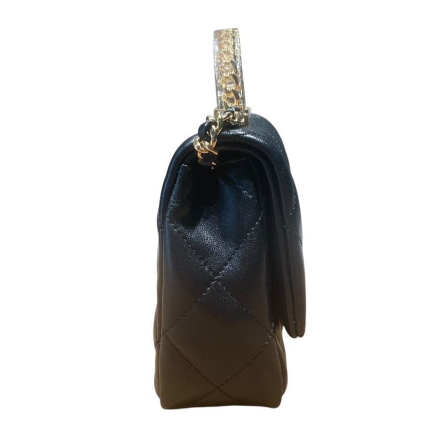 CHANEL 香奈兒 FLAPBAG 黑色 皮革 金釦-3
