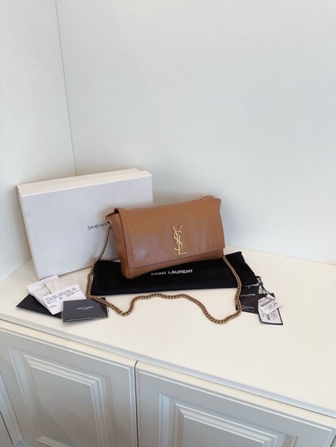 ✨YSL|焦糖色雙面Kate 鏈條包 2024年 雙面泰迪金鍊條|99新-4