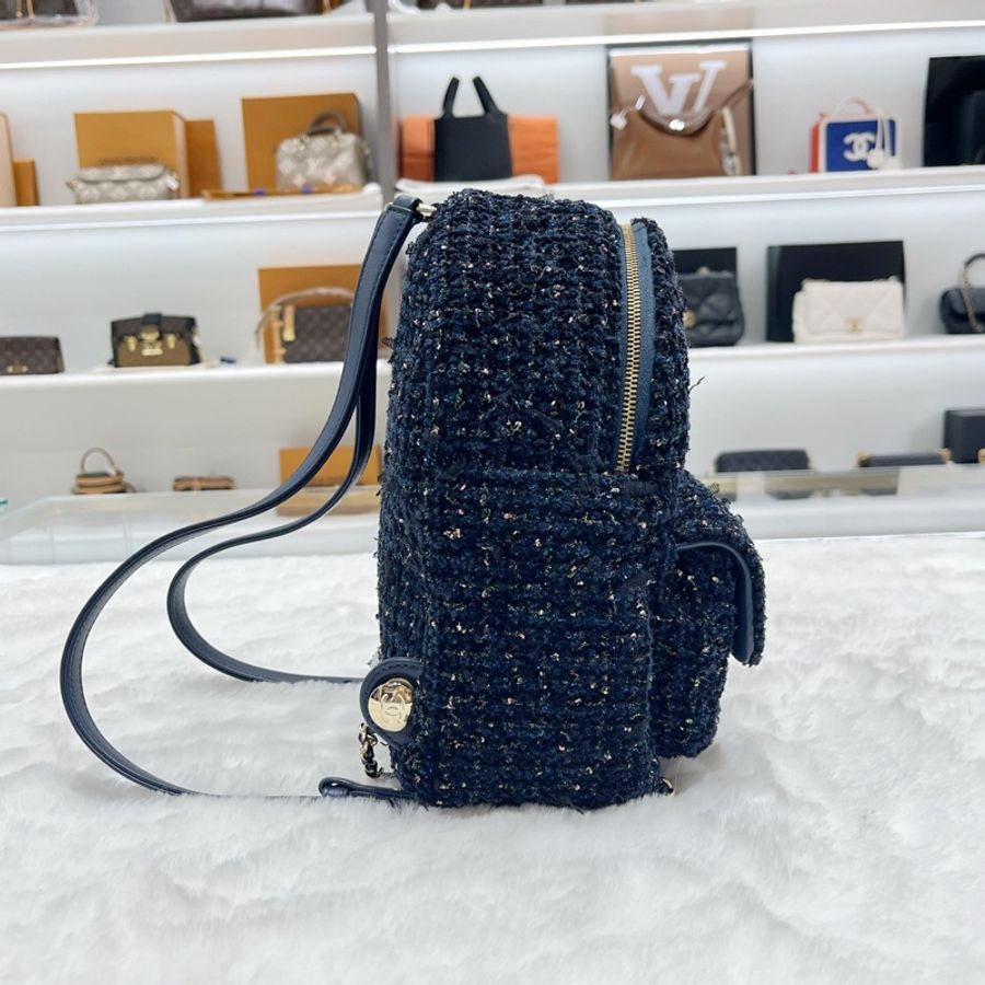 CHANEL 香奈兒 雙肩包 銀色 毛呢亮片-2
