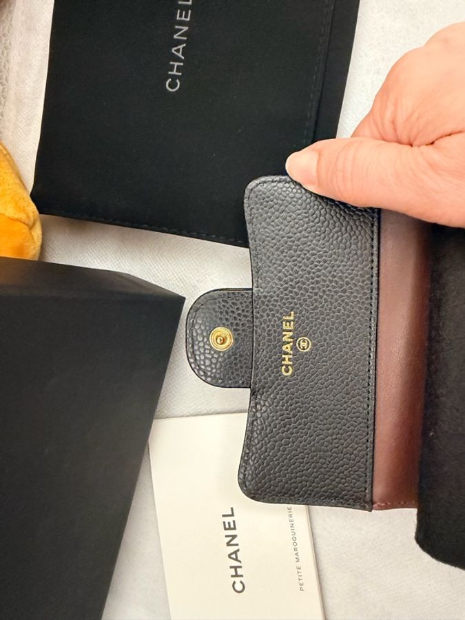 CHANEL 香奈兒 - 黑荔枝牛皮 - 淡金雙C三折短夾-20
