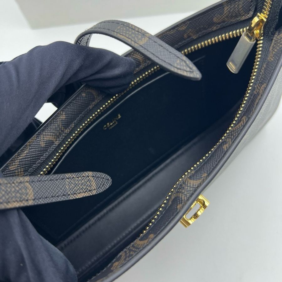 賽琳/Celine Tina 凱旋門老花腋下包單肩包法棍包棕色-6