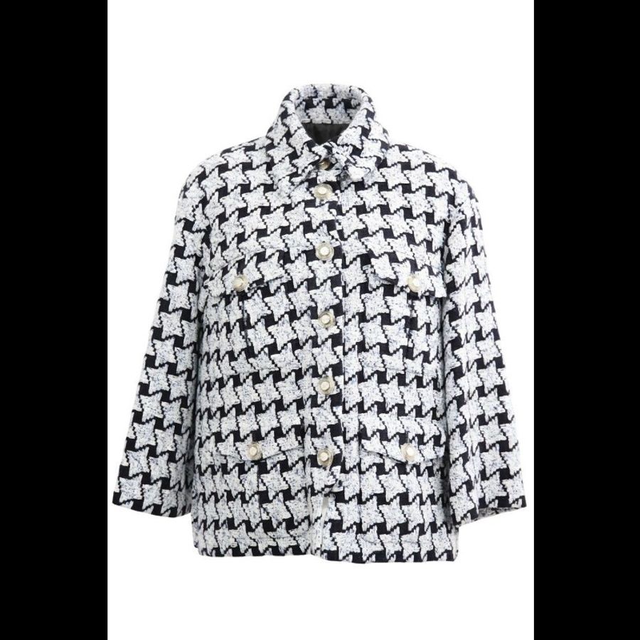 Chanel 19年秋冬预告系列蓝白千鸟格外套马甲套装-0