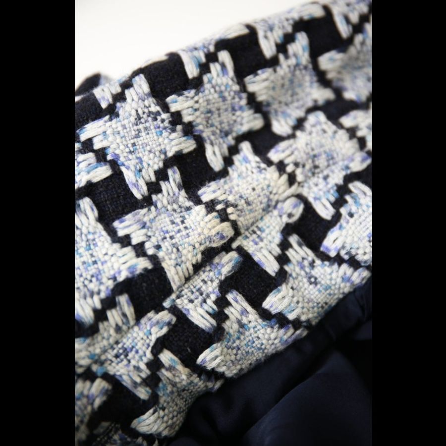 Chanel 19年秋冬预告系列蓝白千鸟格外套马甲套装-18