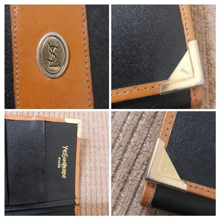 YSL 正版 絕版 古董長夾 實用 全牛皮 微倉庫折舊 雙折長夾 手拿包 請看商品敘述-15