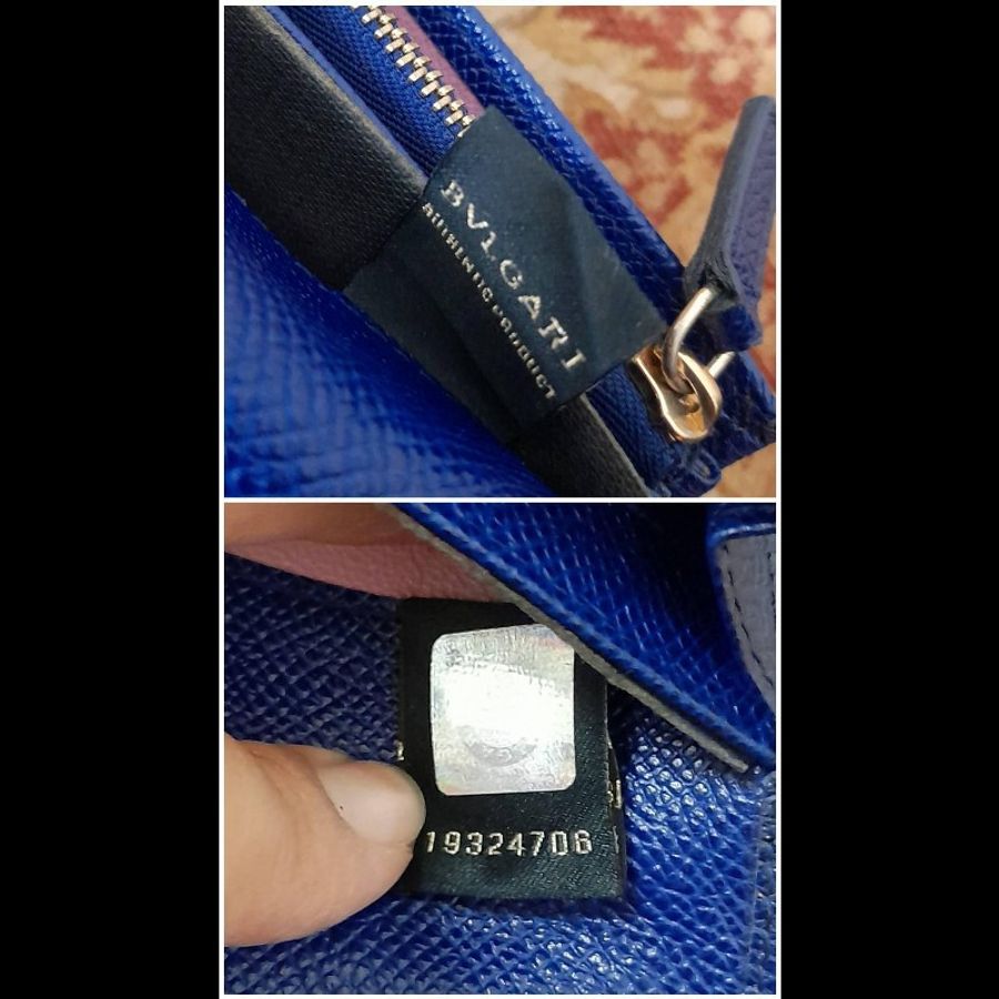 Bvlgari 正版絕版稀有 青金石寶藍色 有倉庫折舊 真牛皮包身 內有零錢包 雙折長夾 請看商品敘述-6