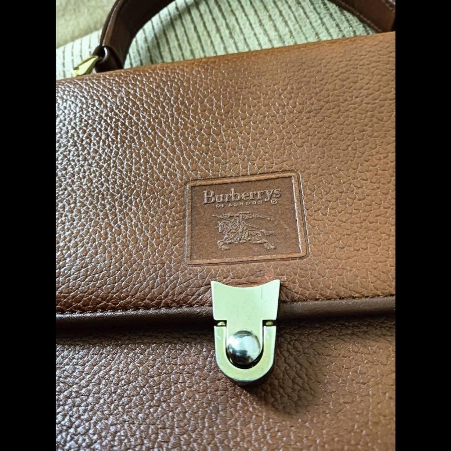 BURBERRY 正版絕版 古董包 全真皮古董包 手提包 肩背 斜背包 附上鏈條背帶 請看商品敘述-11