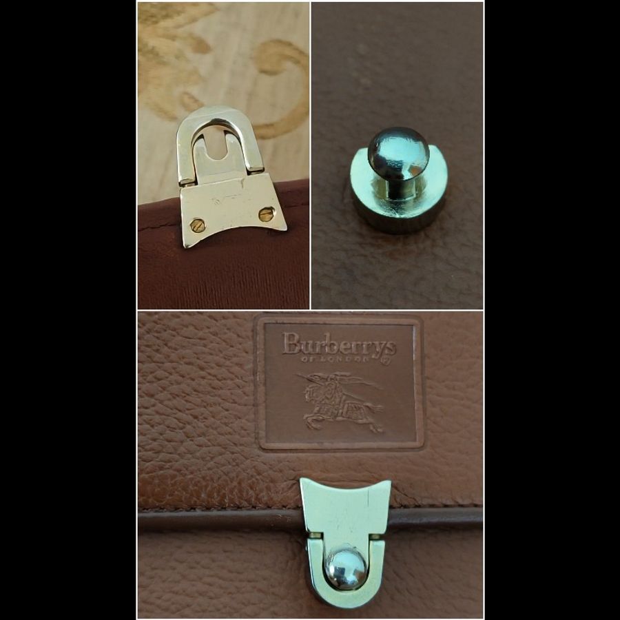 BURBERRY 正版絕版 古董包 全真皮古董包 手提包 肩背 斜背包 附上鏈條背帶 請看商品敘述-5