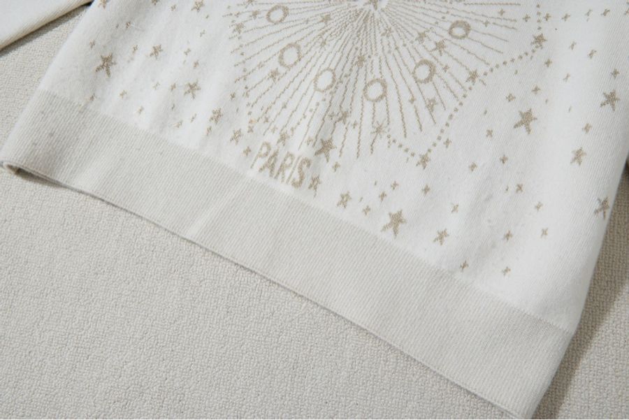 Dior 星芒羅盤刺繡米白羊絨針織上衣-4