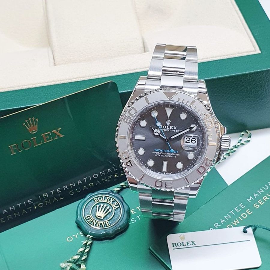 【大眾名錶】ROLEX 勞力士 126622 Yacht-Master 遊艇名仕 2021/01全配件 PT950錶圈 灰面藍針 錶徑40mm 自動上鍊G381-3