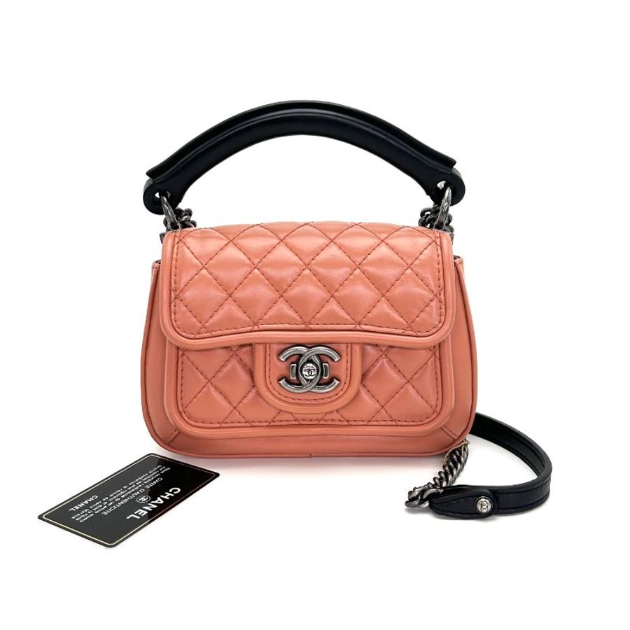 CHANEL 銀扣mini孟買 手提肩背斜背包 19*13*3.5 98新配件保卡塵袋-2