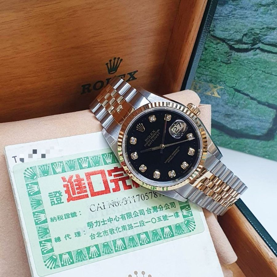【大眾名錶】ROLEX 勞力士16233 Datejust 蠔式日誌 全配件 原廠新包台黑色十鑽面盤 大眾名錶B1508-4