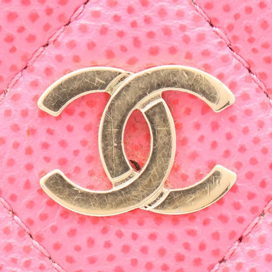CHANEL 香奈兒 Classic Zip Card holder 拉鍊 卡包 粉色 荔枝紋 牛皮 無卡 AP0219-5