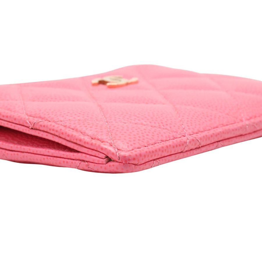 CHANEL 香奈兒 Classic Zip Card holder 拉鍊 卡包 粉色 荔枝紋 牛皮 無卡 AP0219-6