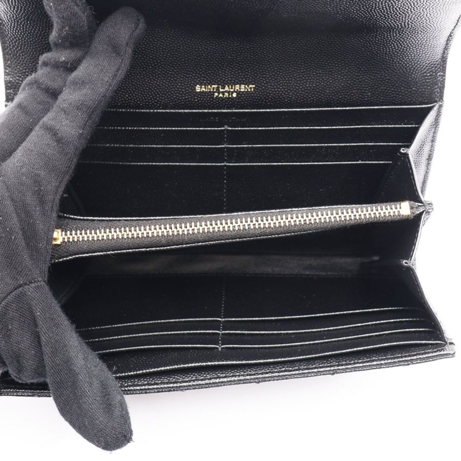 SAINT LAURENT YSL 聖羅蘭 Monogram Large Flap 扣式 長夾 黑色 牛皮 372264 BOW01 1000-2