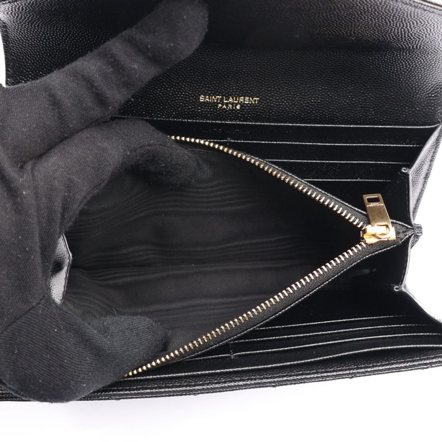 SAINT LAURENT YSL 聖羅蘭 Monogram Large Flap 扣式 長夾 黑色 牛皮 372264 BOW01 1000-3