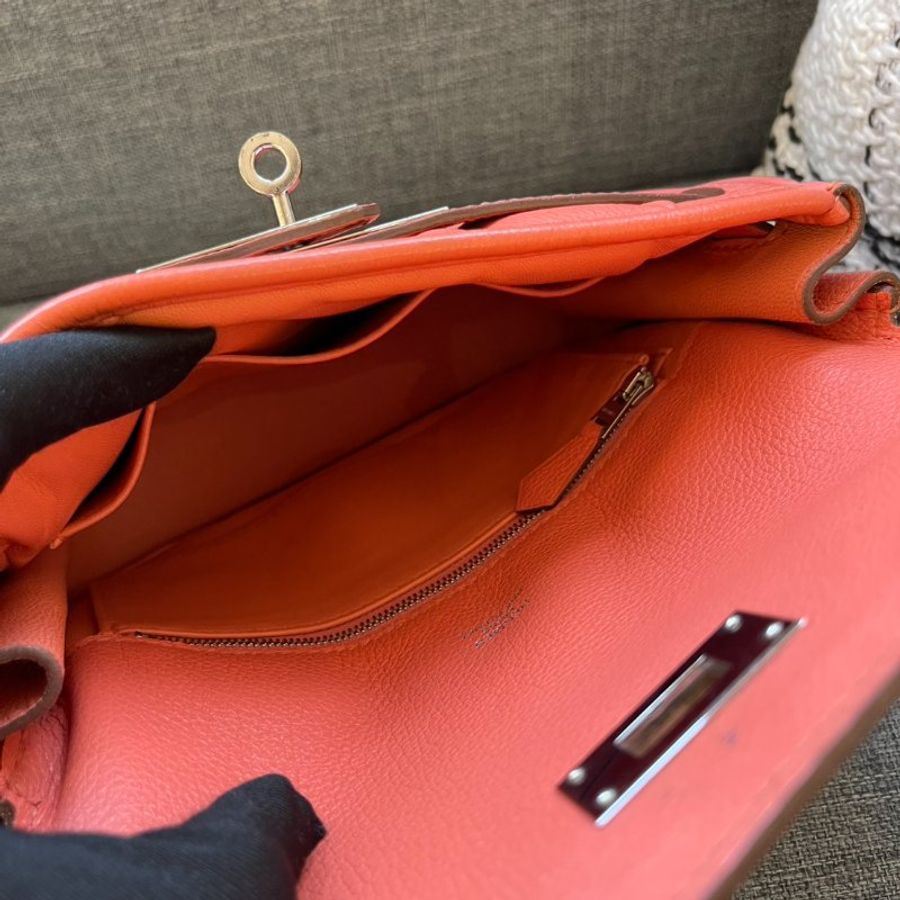 HERMES 珊瑚粉 Berline 銀釦Togo皮-6