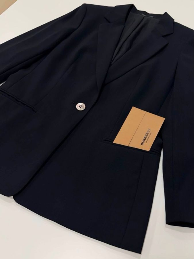 BURBERRY 倫敦 薄款毛料西裝外套 黑色-5