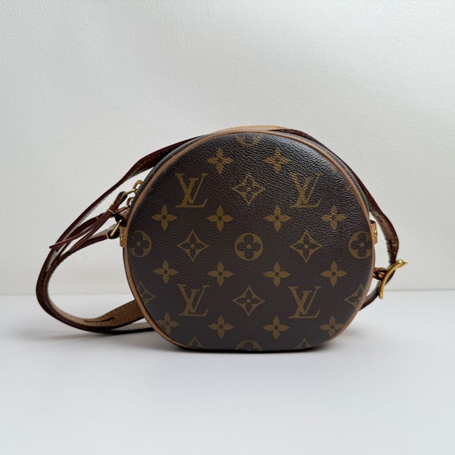 LV路易威登/Louis Vuitton BOITE CHAPEAU 棕色塗層帆布 老花圓餅包斜挎包 可調節肩帶 芯片款-2