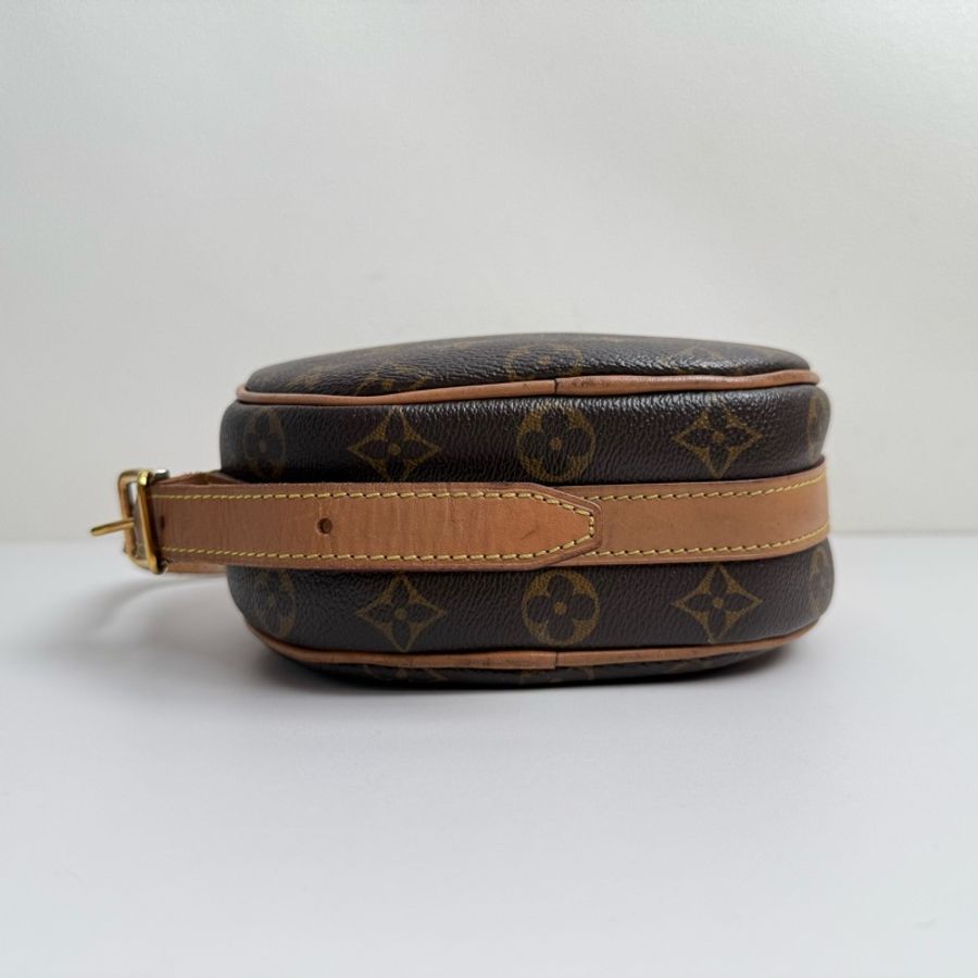 LV路易威登/Louis Vuitton BOITE CHAPEAU 棕色塗層帆布 老花圓餅包斜挎包 可調節肩帶 芯片款-4