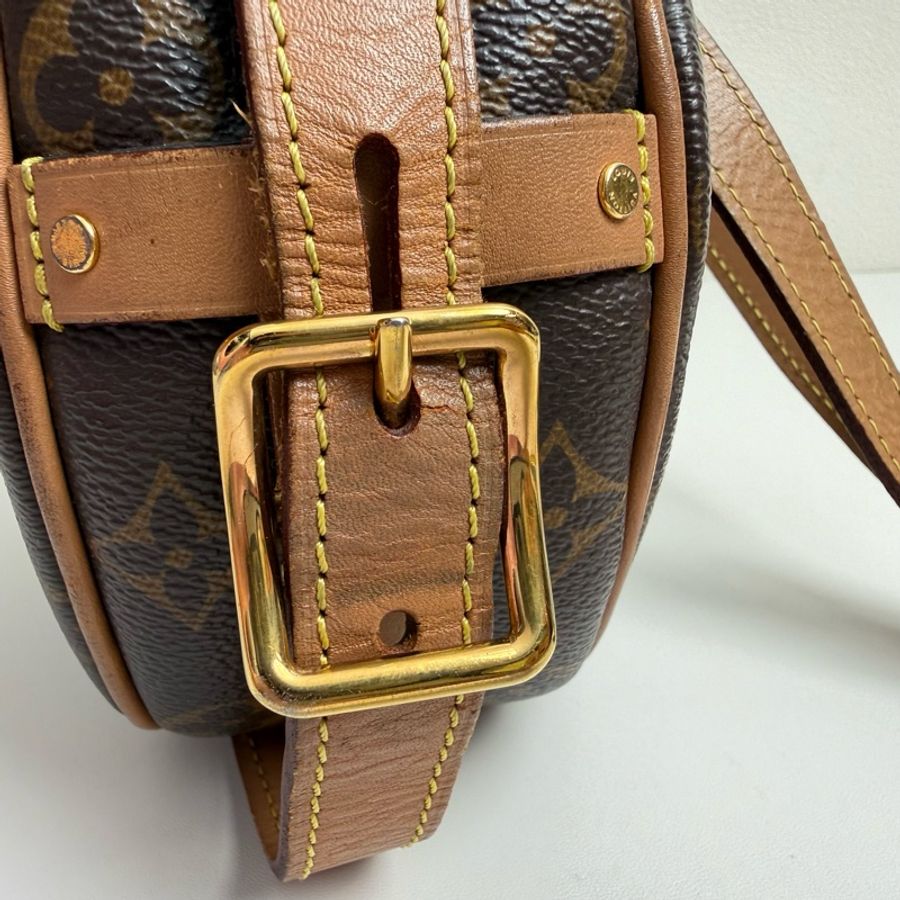 LV路易威登/Louis Vuitton BOITE CHAPEAU 棕色塗層帆布 老花圓餅包斜挎包 可調節肩帶 芯片款-5