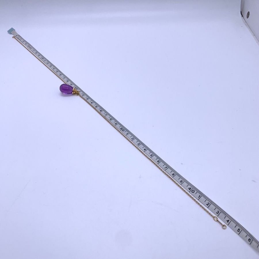 Tiffany 蒂芙尼水滴彈頭紫水晶18K黃金吊墜項鍊-6